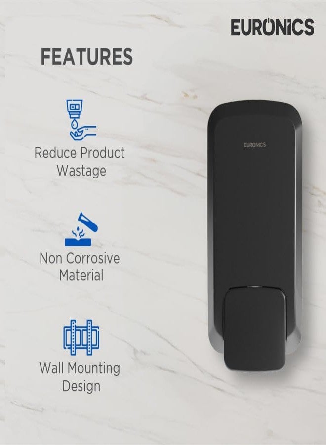 Euronics ES43 B 1000ml Manual Soap Dispenser | Wall Mounted Black ABS Plastic | Refillable for Soap | Ideal for Bathrooms & Commercial Washrooms - Image 3